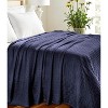 HomeRoots King Navy Blue Cotton Basketweave Geometric Blanket - 2 of 4