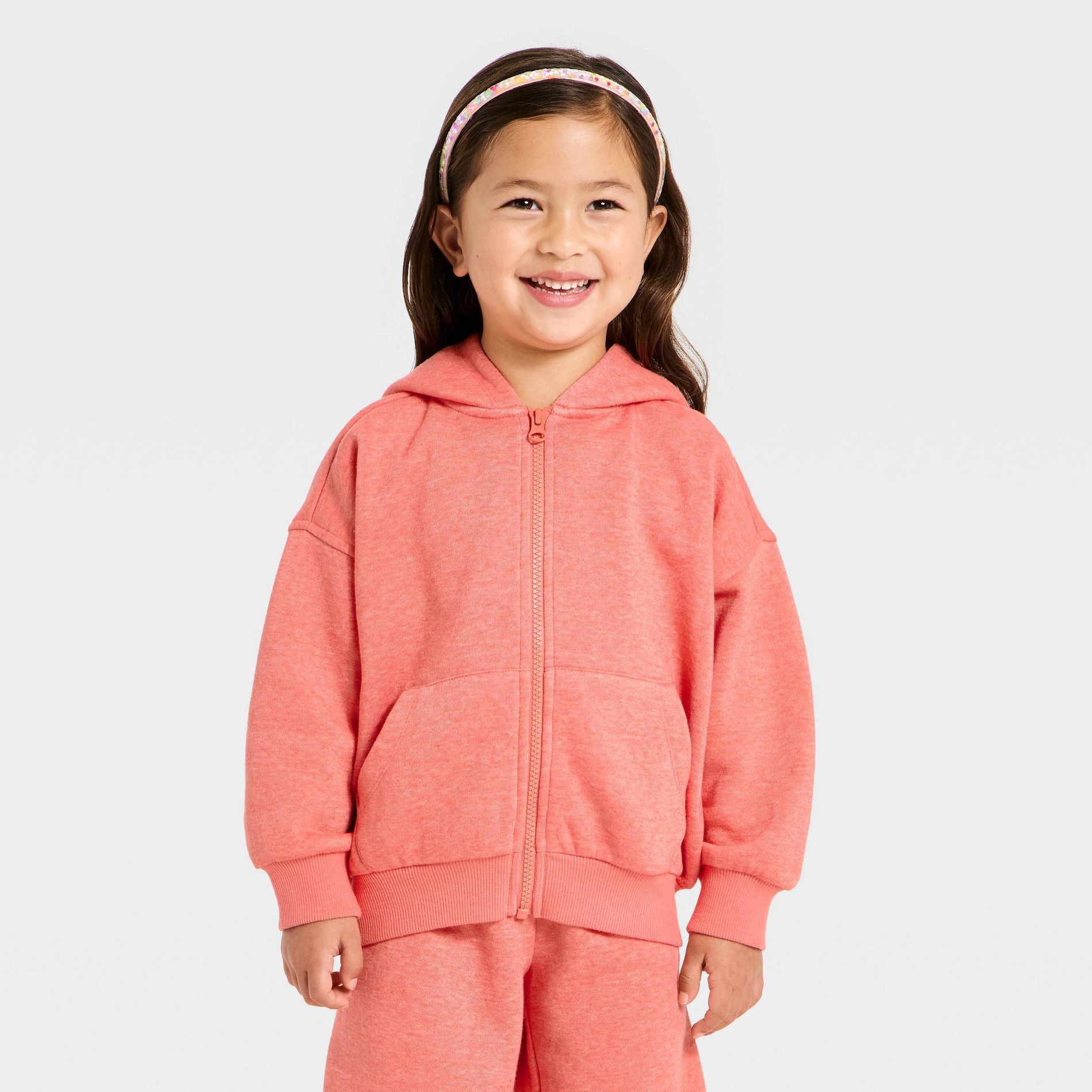 Toddler Girls' Love Hooded Zip-Up Sweatshirt - Cat & Jack™ Pink