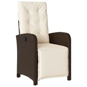 vidaXL Reclining Garden Chair Brown PE Rattan, Powder-Coated Steel - 1 of 4