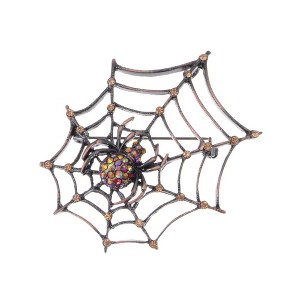 Anna-Kaci Women's Rhinestone Spider Brooch Pin with Black Gemstone Accents - 1 of 4