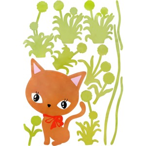 Slickblue Cat Grass Vinyl Wall Decal 19.5"x27.0" – Playful Cat & Grass Design Stickers for Home Walls - 1 of 3