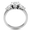 Slickblue Women's Stainless Steel Ring with Clear CZ Three-Stone Design, Polished Finish, Size 5-10 - 3 of 4