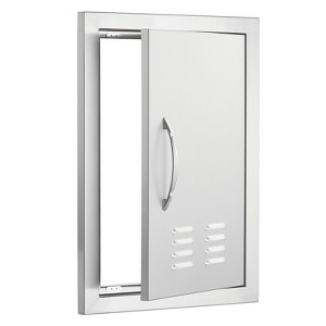 VEVOR BBQ Access Door, 14W x 20H Inch Single Outdoor Kitchen Door, Stainless Steel Flush Mount Door, Wall Vertical Door with Handle and vents - 1 of 4