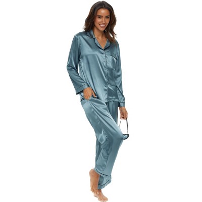 Alexander Del Rossa Women's Classic Satin Pajamas With Pockets, Pj And ...