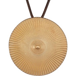 Leather and Wood Necklace Chunky Circle Pendant Boho Jewelry for Women - 1 of 4