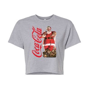 Women's - Coca-Cola - Vintage Santa With Presents Cropped Graphic T-Shirt - 1 of 4