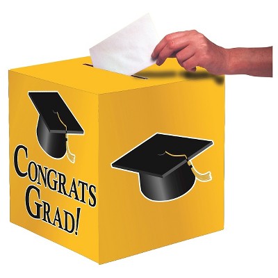 Yellow Congrats Grad! Party Card Box