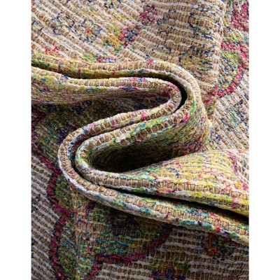 Ivory Rectangular Handmade Cotton Chenille Area Rug