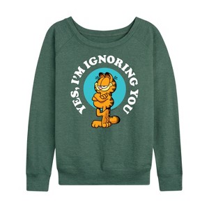 Women's - Garfield - Ignoring You Lightweight French Terry Wide Neck Long Sleeve Shirt - 1 of 4
