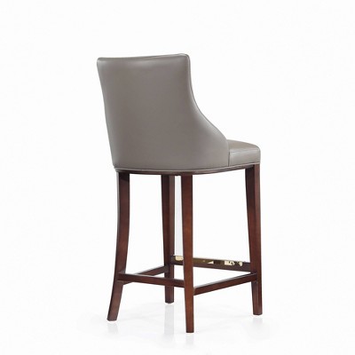 Shubert Dark Taupe Leatherette Barstools with Beech Wood Legs, Set of 3