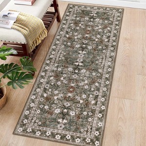 COZONY Retro Area Rug with Mottled Floral Pattern, Durable Non-Shedding Low Pile Washable Carpet for Living Room, Bedroom & Home Decor - 1 of 4
