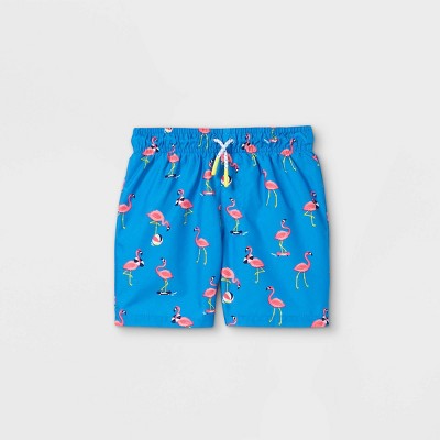 Toddler Boys' Flamingo Print Swim Trunks - Cat & Jack™ Blue