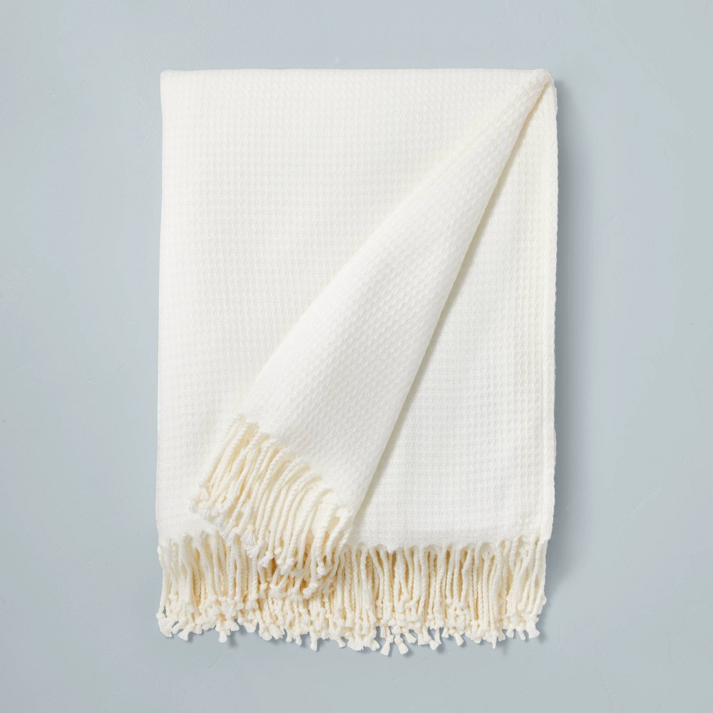 Solid Texture Woven Throw Blanket Sour Cream - Hearth & Hand™ with Magnolia