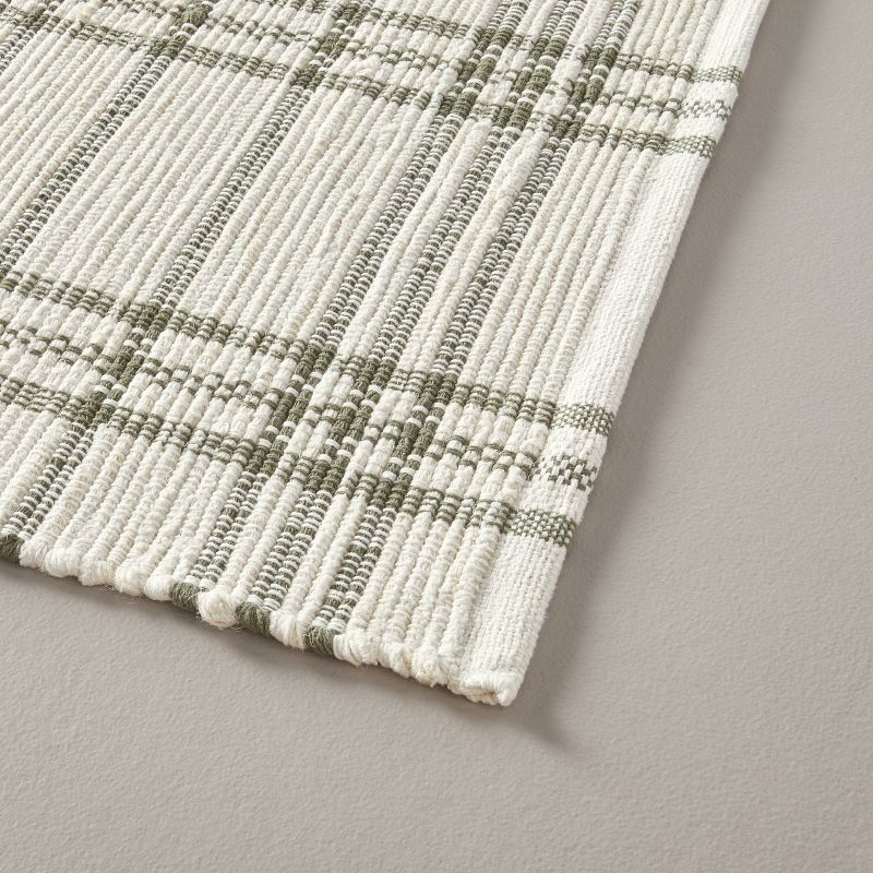 Tri-Stripe Plaid Handmade Woven Area Rug Green/Cream - Hearth & Hand™ with Magnolia, 4 of 6