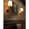 DORESshop 6.3 in. 1-Light Black Industrial Wall Sconce with White Fabric Shade for Bedroom Bathroom(2 Pack) - 2 of 4