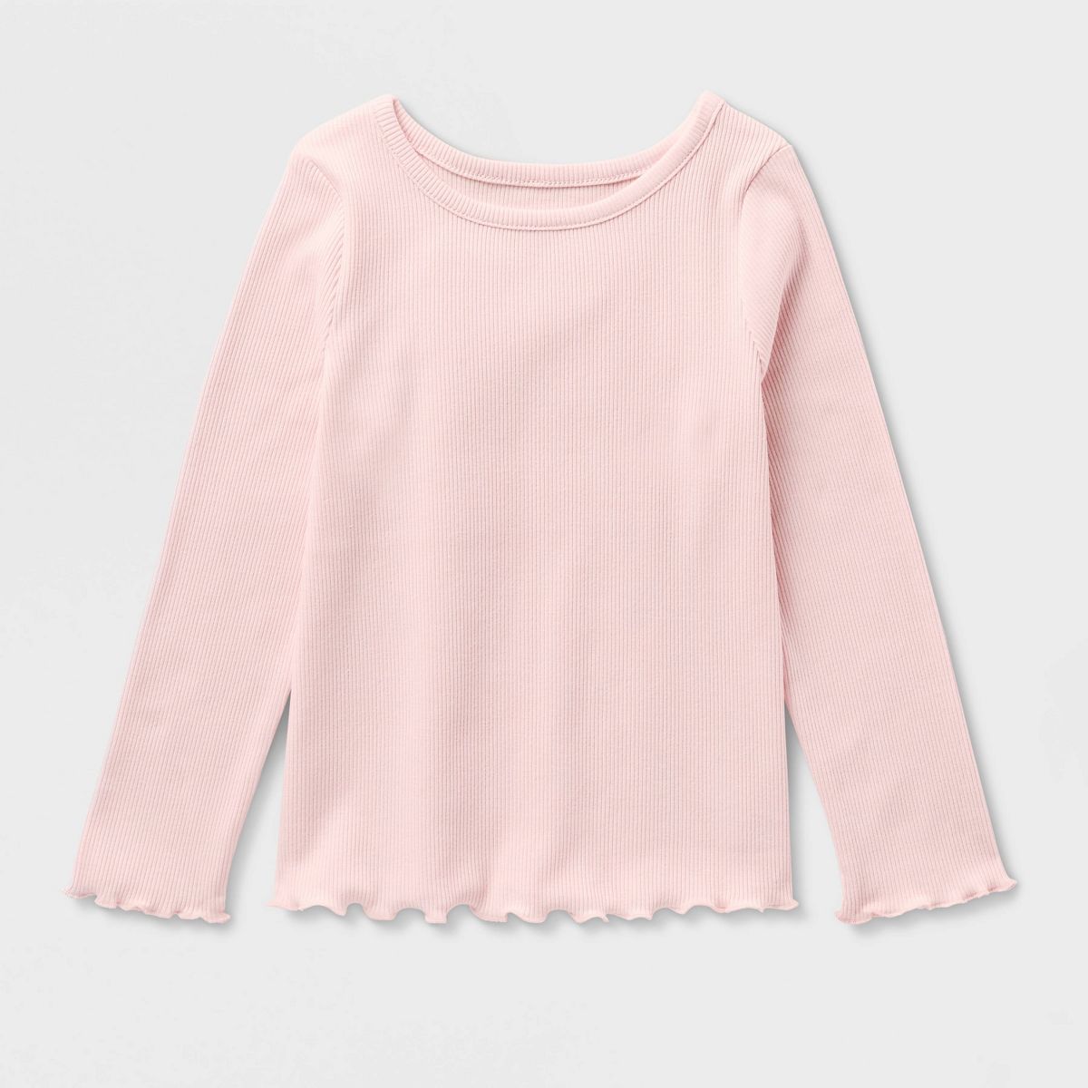 Baby and Toddler Girls' Solid Ribbed Scallop Hem Long Sleeve T-Shirt - Cat & Jack™ - thumbnail 5