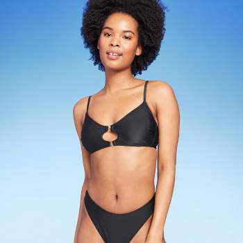 Women's One Shoulder Mesh Bikini Top - Shade & Shore™ Black S