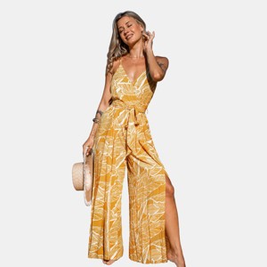 Women's Tropical Sunshine Sleeveless Wide Leg Jumpsuit - Cupshe - 1 of 4