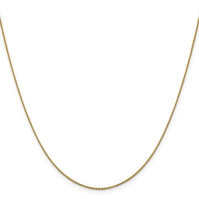 Black Bow Jewelry 1mm 14k Yellow Gold Diamond Cut Solid Cable Chain Necklace