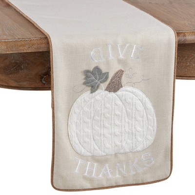 13" X 72" Give Thanks Pumpkin Runner Natural - SARO Lifestyle