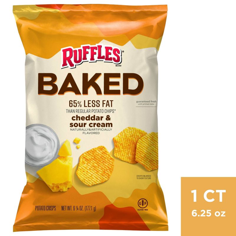 Ruffles Oven Baked Cheddar & Sour Cream Flavored Potato Crisps - 6.25oz, 1 of 6
