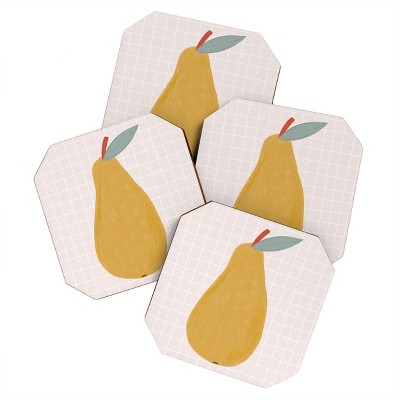 Hello Twiggs Yellow Pear Set of 4 Coasters - Deny Designs