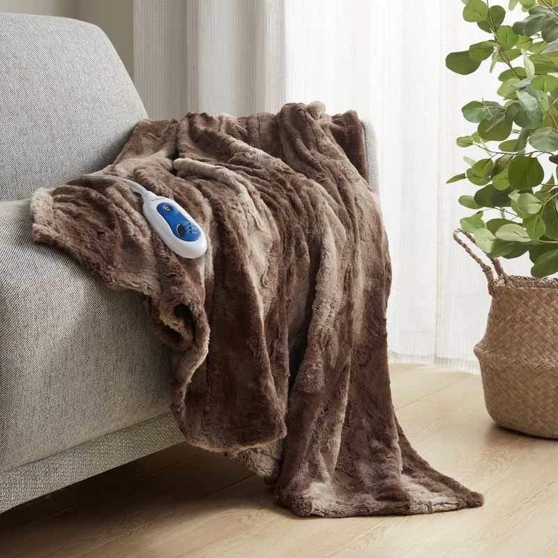 50"x70" Marselle Oversized Faux Fur Electric Heated Throw Blanket - Beautyrest, 3 of 9