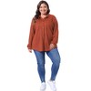 Agnes Orinda Women's Plus Size Waffle Knit Shacket Pocket Loose Long Sleeve Button Down Shirts - 3 of 4
