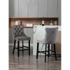 CAVINAS Mid-Century Barstools with Button Tufted and Chrome Nailhead Trim, Velvet Upholstered Dining Chair, Leisure Bar Chairs, Bar Stools, Set of 2 - 2 of 4