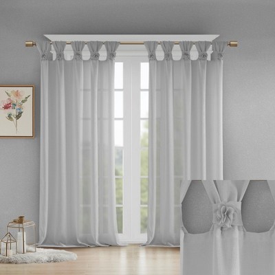 MAYEERTY Floral Embellished Cuff Tab Top Solid Curtain Panel(Only 1 Pc Panel)