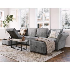 113.4" Reversible Sectional Sofa, 6-Seater Modular Sectional Sofa with Chaise, U-Shape Modular Couch with Storage Seats & Ottomans - 1 of 4