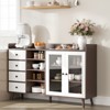 55'' Sideboard Buffet Cabinet, Modern Coffee Bar Cabinet with Glass Doors and 4 Drawers, Wood Kitchen Console Table, Accent Storage Cabinet - 2 of 4