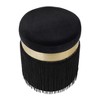 TOV Furniture Melody Velvet Tasseled Ottoman Black 14.2"W x 14.2"D x 16.3"H - 4 of 4