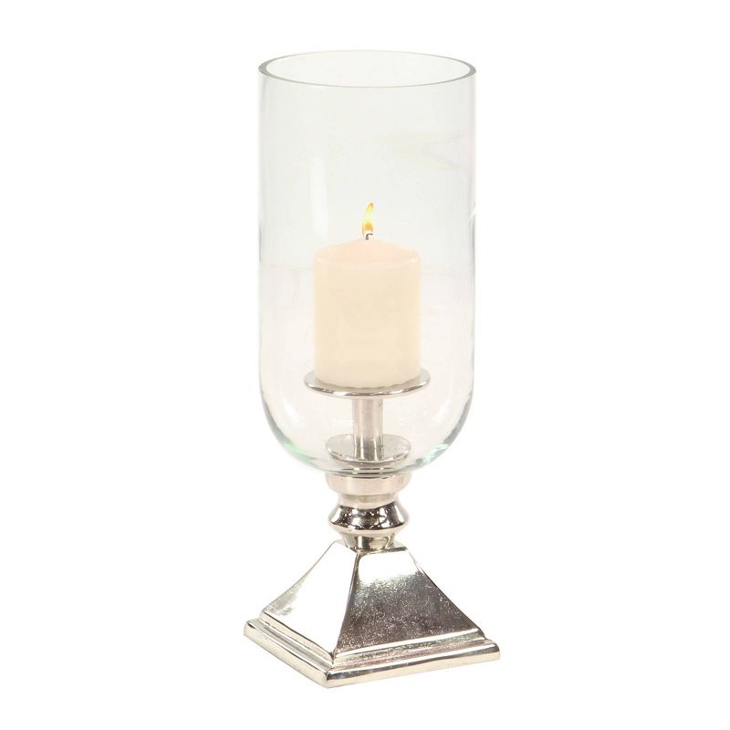 17&#34; x 6&#34; Hurricane Aluminum/Glass Candle Holder Silver - Olivia &#38; May, 1 of 8