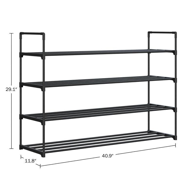 Home-Complete 4-Tier Shoe Rack for 20 Pairs, Black, 2 of 10
