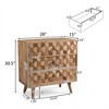 SKRAN Mid-Century Modern Mango Wood 3 Drawer Chest, 3D Tile Weave Design, Drawer with Splayed Legs and wood Frame for Living Room, Bedroom- Natural - 4 of 4