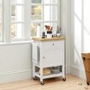 Mshliw Utility Rolling Kitchen Cart with Rubberwood Top, Narrow Butcher Block Island on Wheels with Drawer, Cabinet & Open Shelf for Small Kitchens - 3 of 4