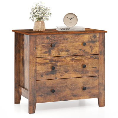 Tangkula 3-drawer Dresser w/ Convenient Handles Smooth Slide Rails Accent Table