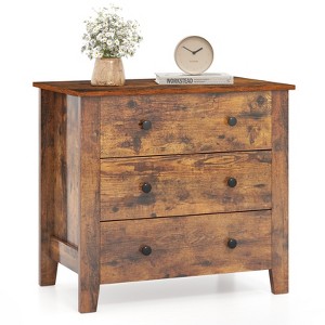 Tangkula 3-drawer Dresser w/ Convenient Handles Smooth Slide Rails Accent Table - 1 of 4