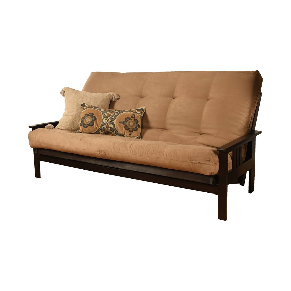 Photos - Sofa Queen Chicago Frame and Coil Mattress Espresso/Peat Suede - Dual Comfort