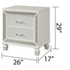 Vynxaria Modern 2-Drawer Wood Nightstand, White Finish, Crystal & Mirror Frame Accents, Metal Slides/Handles, Felt-Lined Top Drawers (Ball Bearings) - 4 of 4