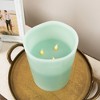 Northlight Flameless LED Lighted 3-Wick Flickering Wax Pillar Candle - 8" - Sage Green - 3 of 4
