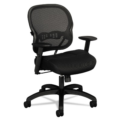 HON Wave Mesh Mid-Back Task Chair, Supports Up to 250 lb, 18" to 22.25" Seat Height, Black
