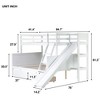 Twin over Full Bunk Bed with 2 Drawers, Shelves, Slide, Ladder, Safety Guardrails and Rubber Wood Frame, White/Grey-ModernLuxe - 3 of 4
