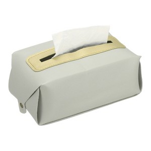Unique Bargains PU Leather Home Car Office Decorative Tissue Box Cover - 1 of 4
