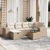 vidaXL Patio Sofa Set with Cushions Outdoor Furniture 7 Piece Poly Rattan - Beige and Cream Without Storage - 2 of 4