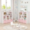 Kids Bookshelf with 3 Removable Drawers and 6 Storage Cabinets, Toddler Bookcase Toy Storage for Bedroom, Playroom, Nursery - 4 of 4