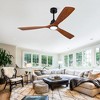 Wanze of Ocean 60 in. Smart Black Solid Wood Brown Blades 2-Size Downrod Mount Standard Ceiling Fan with 3-Color Dimmable LED Light - 2 of 4
