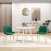 NicBex Round Dining Table Set Morden Kitchen Table for 2 with Trestle Base and 2 Velvet Chairs for Home Office - 3 of 4