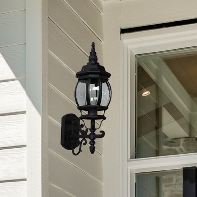 Black Aluminum Traditional Outdoor Wall Lantern with Clear Glass